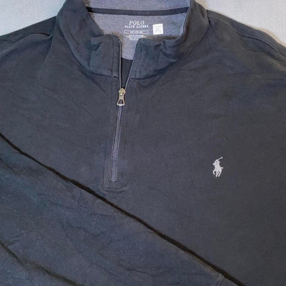 Polo Ralph Lauren Men's 4XB(big) 1/4 zip black sweater quiet luxury